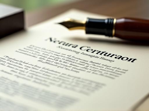 Document légal avec une plume sur un bureau élégant